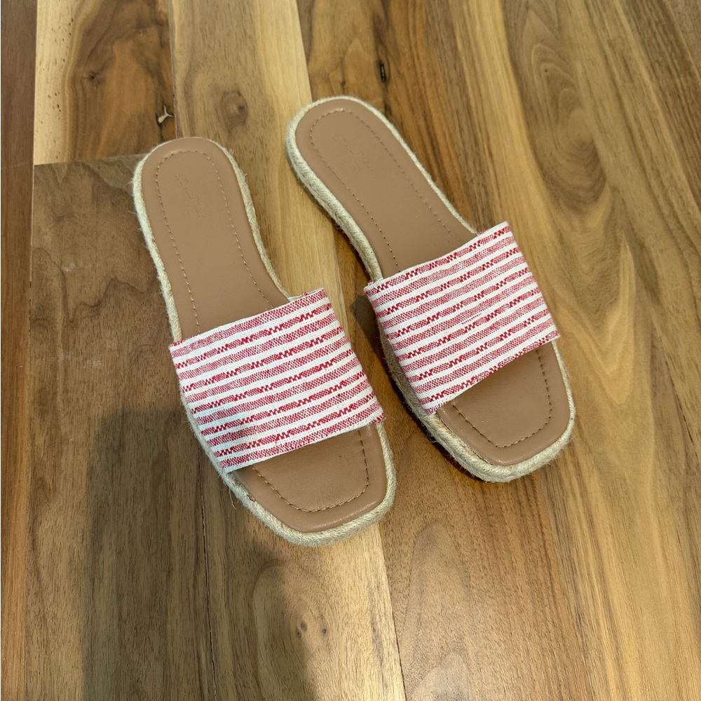 Universal Thread Red & White Striped Slide Sandals